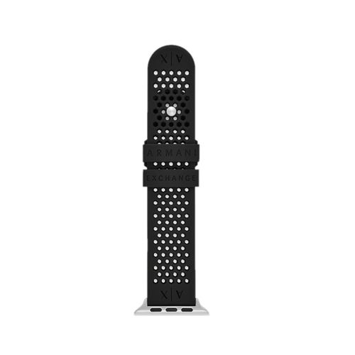 Armani Exchange Men'S 42/44 Mm Black Silicone Band For Apple Watch, Axs8010