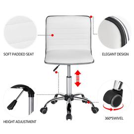 Yaheetech Chaise de Bureau Blanche Fauteuil de Bureau Ergonomique  Inclinable Hauteur Réglable en Similicuir Charge 136 kg : :  Cuisine et Maison