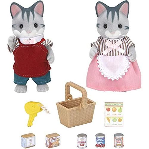 Sylvanian Families - Le Village - Les Chats Gris Commerçants - 5052 - Commerce - Mini Poupées