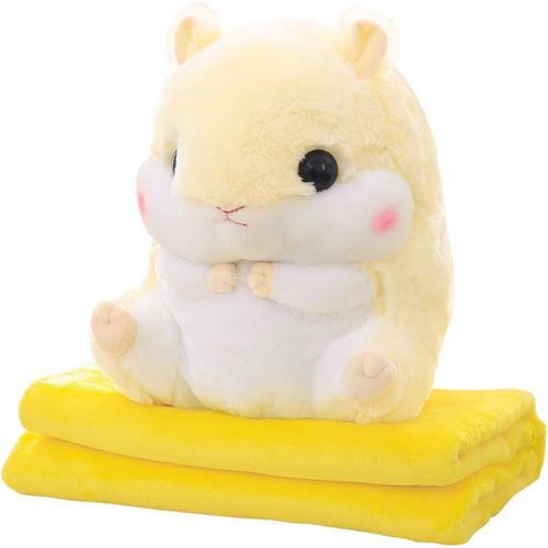 Couverture D'oreiller En Peluche Hamster Mignon-Beige, Couverture De Climatisation Adaptée Au Canapé Tv, Au Bureau, À La Sieste, À La Literie