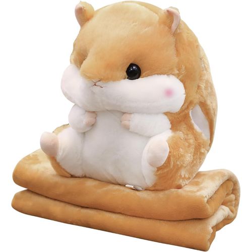 Couverture D'oreiller En Peluche Hamster Mignon-Marron, Couverture De Climatisation Adaptée Au Canapé Tv, Au Bureau, À La Sieste, À La Literie