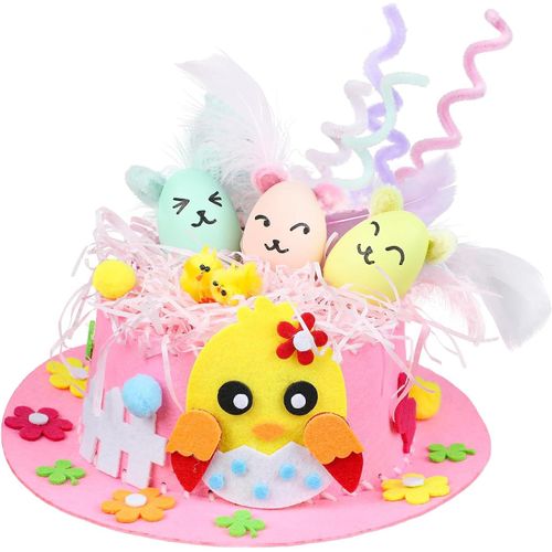 Chapeaux De Pâques Diy (Rose, Pas Prêt) ? Ensemble De Décoration De Chapeau Pour Enfants, Chapeaux Melon De Pâques Pour Garçons Et Filles ? Diy Amusant Pour Les Enfants