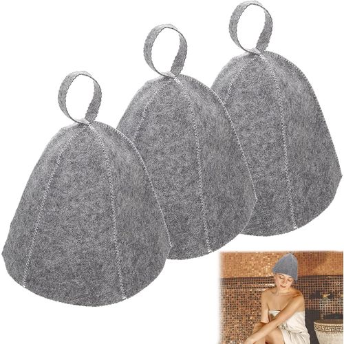 3pcs Chapeau De Sauna-Gris Sauna En Feutre Pour Femmes Et Hommes Bonnet De Sauna En Feutre Sauna Chapeaux Bonnet De Sauna Chapeau Accessoires Convient Pour Les Saunas Les Spas Et Les Bains