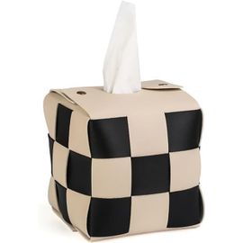 Sac À Mouchoirs Carré En Cuir, Boîte À Mouchoirs, Porte-Mouchoirs Carré En Cuir, Boîte À Mouchoirs Pour Le Bureau, La Voiture, La Salle De Bain, Le Meuble-Lavabo Et La Table De Chevet,White