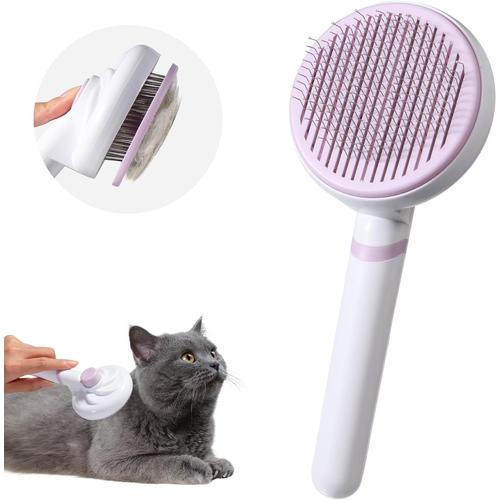 Brosse Pour Chiens Et Chats,Brosse Pour Chaton,Brosse Autonettoyante Pour Animaux De Compagnie, Peignes De Massage Pour Chats Et Chiens À Poils Courts, Moyens Et Longs - Violet