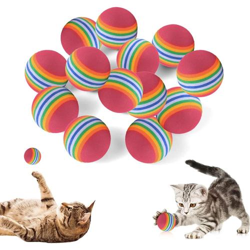 24 Pièces Balle Pour Chat Rainbow Jouet Chat Interieur Petite Balle En Mousse Jouet Interactif Pour Intérieur Extérieur Animal Compagnie Sports Chasse Entraînement Exercer Amusement 3.5 Cm