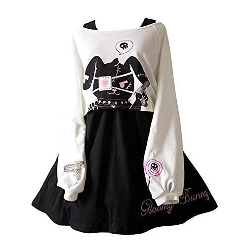 Expédié De Paris -Ensemble Top + Robe 2 En 1 Oreille Lapin Pirate Cache ¿Il Kawai Mignon Haut T Shirt Femme Fille