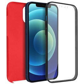 Coque Apple Iphone 12 / 12 Pro Protection Arrière Rigide Et Avant Souple Rouge