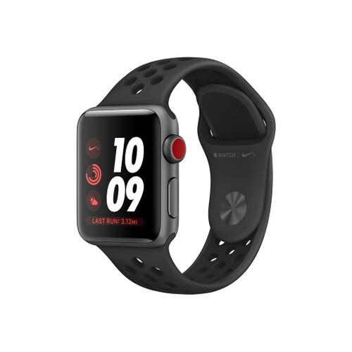 Apple Watch Nike+ Series 3 (Gps + Cellular) - Boîtier 38 Mm Aluminium Gris Avec Bracelet Sport Nike Anthracite/Noir Taille 130-200 Mm