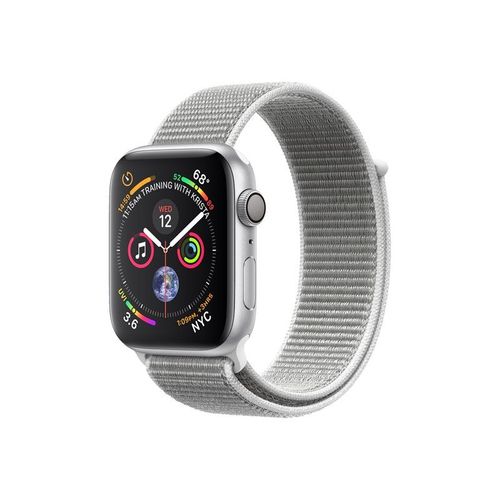 Apple Watch Series 4 (Gps) 44 Mm - Boîtier Aluminium Argenté Avec Bracelet Sport En Nylon Tissé Coquillage 145-220 Mm