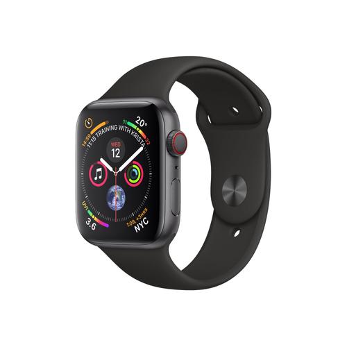 Apple Watch Series 4 (Gps + Cellular) - Boîtier 44 Mm Gris En Aluminium Avec Bracelet Sport Noir