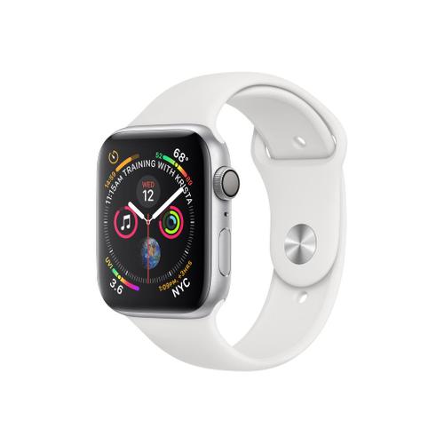 Apple Watch Series 4 (Gps) - Boîtier 44 Mm Aluminium Argenté Avec Bracelet Sport Blanc