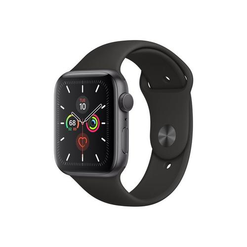 Apple Watch Series 5 (Gps + Cellular) - Boîtier 44 Mm Aluminium Gris Avec Bracelet Sport Noir De Taille S/M/L