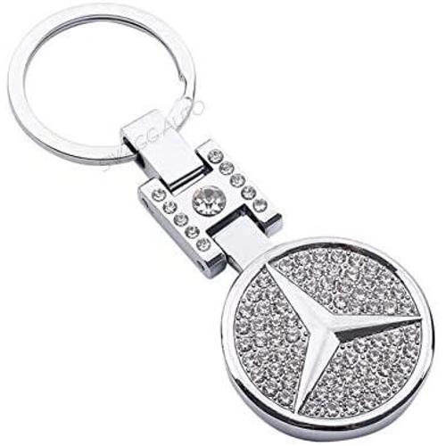 Porte-Clés En Metal Logo Mercedes Chrystal Diamond Strass Classe A/B//C/D/E Cla Clk Slk Gla/Gle Amg