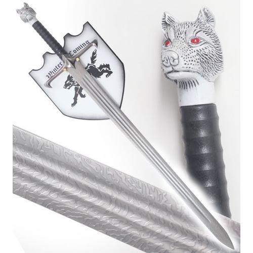 Game of Thrones Epee Jon Snow Epée Le Trone de fer + Plaque Murale