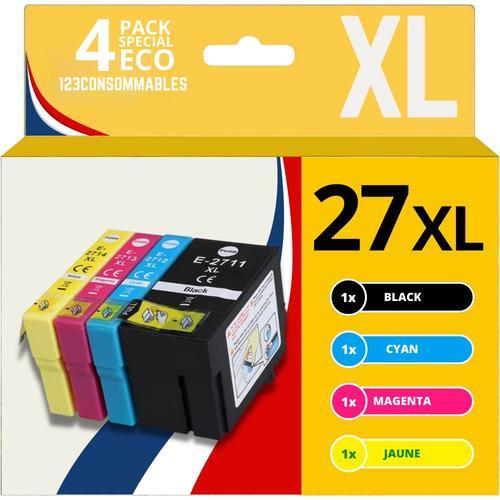 123CONSOMMABLES - 27XL Cartouches d'encre compatible avec Epson 27 27 XL pour Epson WF 3620 WF 7720 WF 3640 WF 7715 WF 7710 WF 7620 WF 7610 WF 7210 WF 7110