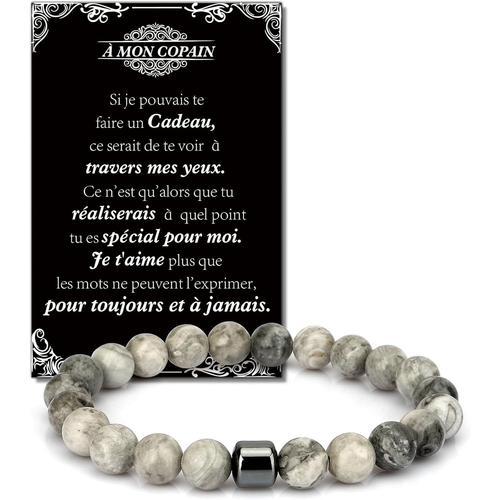 Cadeau Petit Copain Cadeau Saint Valentin Homme Femme,Cadeau Pour Lui Elle,Cadeau Homme Femme Amour Original,Cadeau Petit Copain Copine Mignon,Pierre Naturelle Bracelet Personnalisé,Idee Cadeau