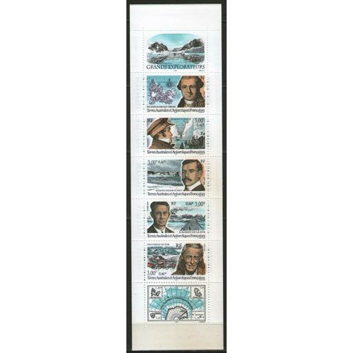 Terres Australes Antarctiques Françaises 2000 Carnet Série Explorateurs Neuf 5 Timbres + 2 Vignettes
