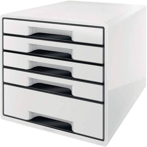 Leitz Bloc De Classement Wow 5 Tiroirs Blanc Brillant