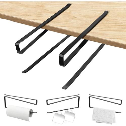 Noir 2pcs Porte Sopalin, Porte Essuie Tout, 26cm Support Pour Rouleau De Papier Sans Perçage, Support Sopalin Vertical Ou Horizontal, Support Essuie Tout Pour Cuisine, Salle De Bain,