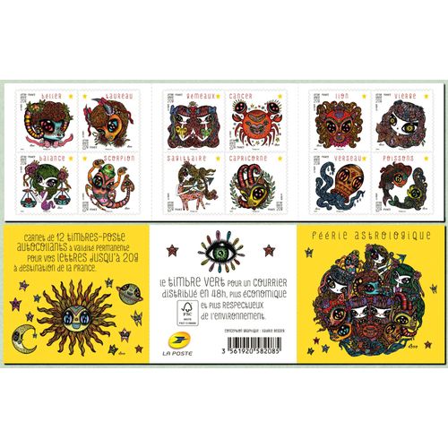 France 2014, Très Belle Bande Carnet Neuve** Luxe Yvert 941, Féérie Astrologique, 12 Timbres - Signes Du Zodiaque, Auto-Adhésifs, Validité Permanente, Pour Collection Ou Affranchissement.