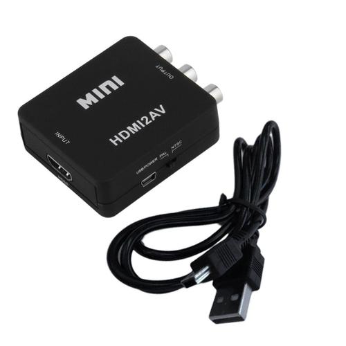 Noir Mini HDMI 1080P RCA Audio Vidéo AV CVBS Convertisseur adaptateur HDTV noir