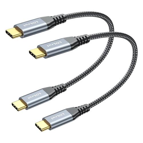 2 Cable USB C vers USB C 3.1 Gen 2,Transfert de données jusqu'à 10 Gbit/s,Lot de 2,Cable court pour moniteur de sortie vidéo 4K,Prend en charge le chargement de 100 W, LaCie SSD, etc