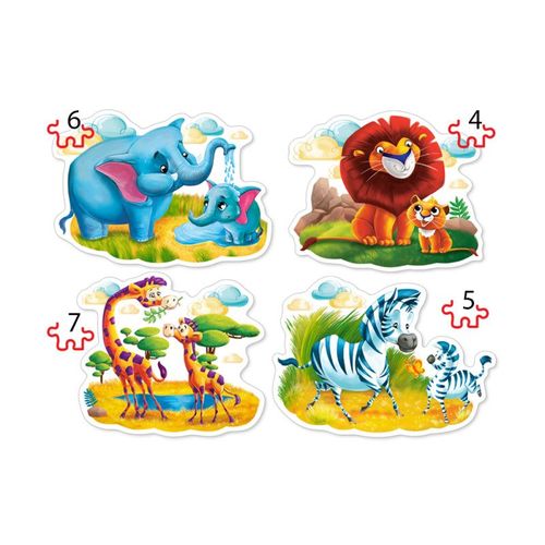 Animaux D'afrique, 4 X Puzzle (4 + 5 + 6 + 7) -  Castorland B-04454-2