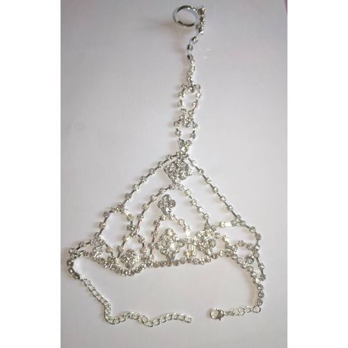 Bijou Cheville Et Pied Avec Bague À Orteil Argenté Et Strass