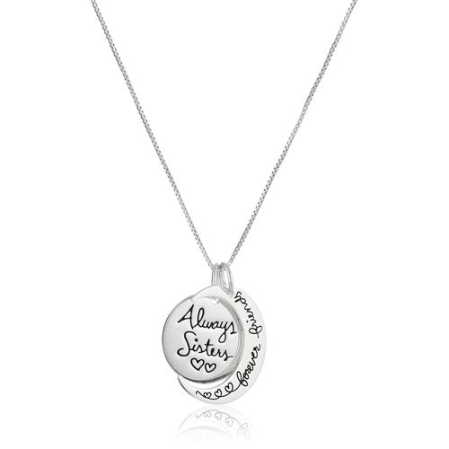 En Argent Sterling À Deux Pièces Charme Gravé Collier Pendentif