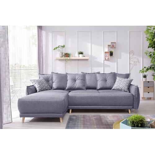 Bobochic Lena - Canapé D'angle Scandinave Réversible Convertible - 235x155x90cm Couleur - Gris Clair