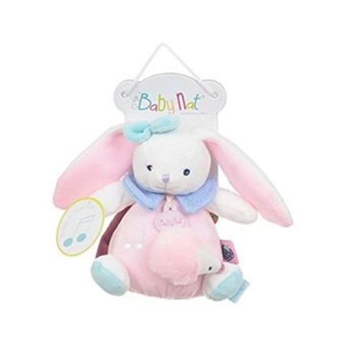 Doudou Lapin Berry Baby Nat Musical Rose Blanc Peluche Boite A Musique Babynat Jouet Bebe