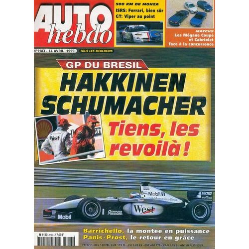 Auto-Hebdo N° 1183 : Gp Du Brésil: Hakkinen,Schumacher Tiens Les Revoila!