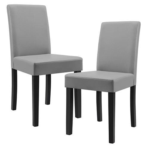 [En.Casa] Kit De 2 Chaises Rembourrées Avec Pieds En Bois Massif Housse En Similicuir Design Gris Clair Et Noir 90 X 37/42 X 48 Cm