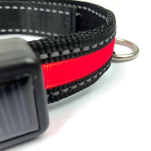 Fubuca Collier Réglable Led Pour Chiens Avec Charge Solaire Et Usb 3 Tailles - Rouge - M