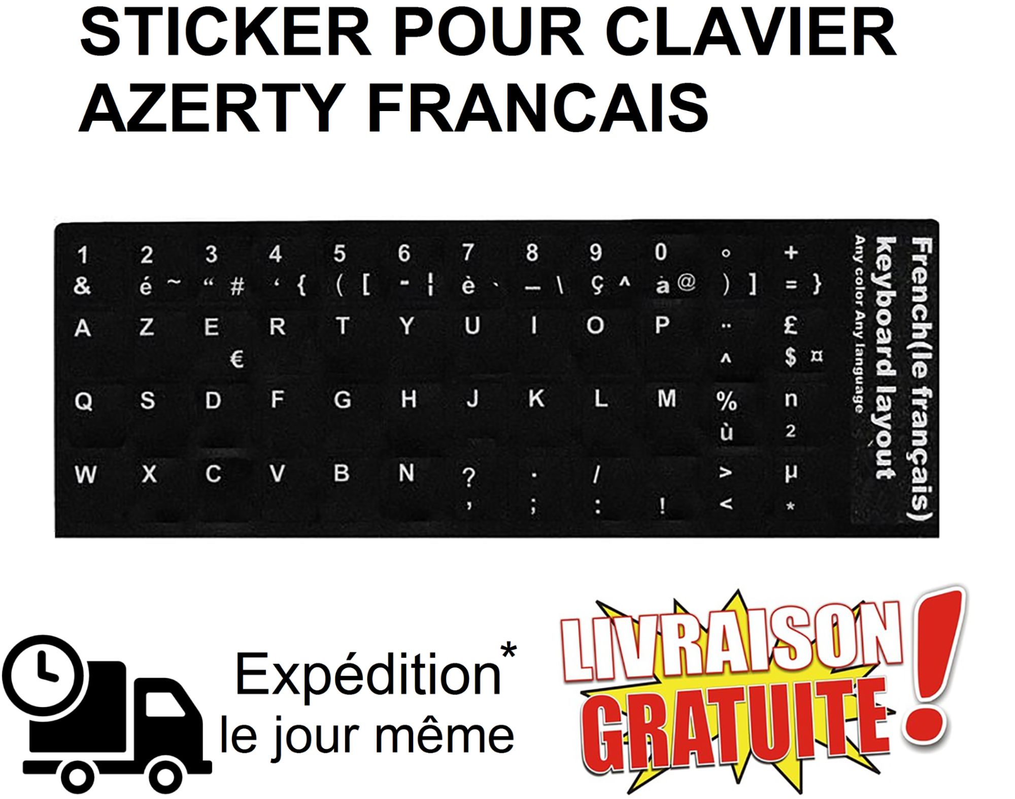 Stickers Autocollants Clavier AZERTY Française