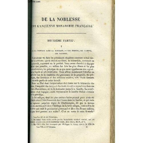 Revue Nationale Et Étrangère, Politique, Scientifique Et Littéraire - Tome Viii - Livraison N° 30 - De La Noblesse Sous L Ancienne Monarchie Française, Deuxième Partie Par Ch. Louandre, Le Capitaine(...)
