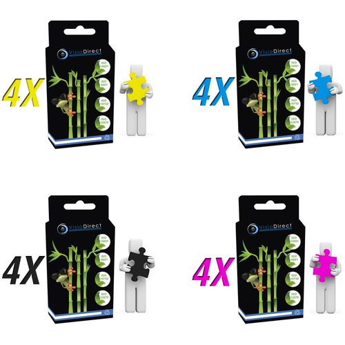 16 Cartouches D'encre Type Lm100bk X4 Noir 500 Pages, Lm100c X4 Cyan Lm100m X4 Magenta Lm100y X4 Jaune 600 Pages, Pour Lexmark Platinum Pro 908