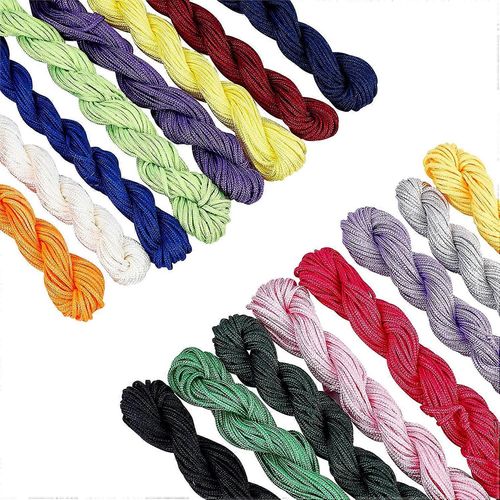 16 couleurs chinois nouage cordon, 240 yards 1,5mm nylon kumihimo macram cordon fil pompons fil noeud chinois frange string pour bracelet de lamiti