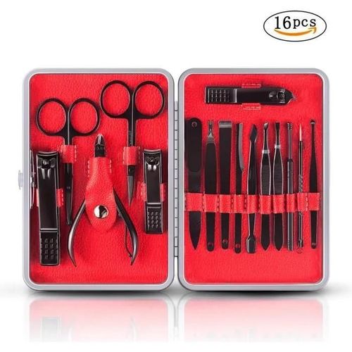 16 En 1 Coupe Ongles En Acier Inoxydable Ciseaux  Sourcils,Ciseaux  Nez, Pinces  Sourcils,Aiguille  Acn, Cure-Oreille ....