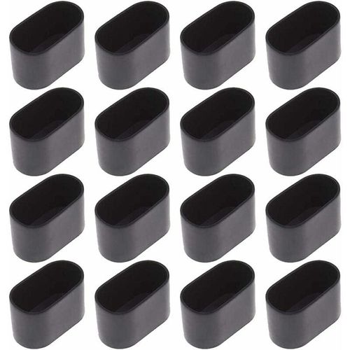 16 Pcs Chaise Jambe Cap Chaise Jambe Protecteur Sol Protection Foot Caps Pour Chaise Pliante Ovale Tube Plastique (Black16pcs/15x30mm)