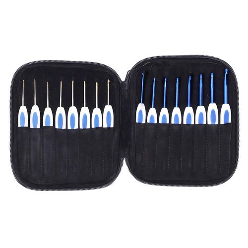 16 Pcs Crochets Set Abs Poigne En Plastique Fine  Grossire Bricolage Handwoven Sweater Knitting Tool (Porcelaine Bleue Et Blanche)