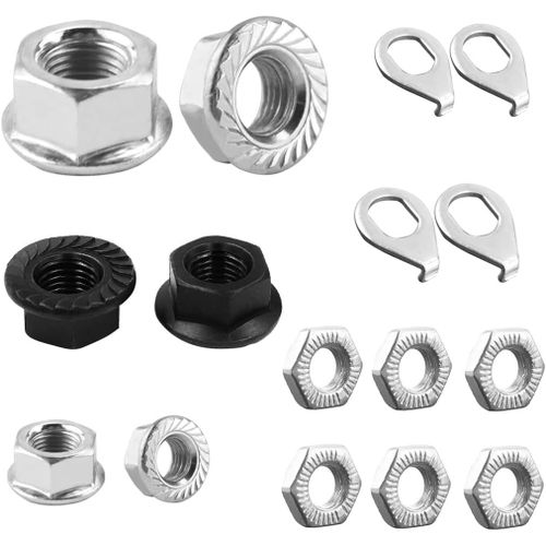 16 Pices Ecrou Antivol Velo A Embase Et Rondelle De Scurit De Vlo, Acier Au Carbone M8/M9,5/M10 crous De Roue De Vlo Pour Moyeu Accessoires De Vlo