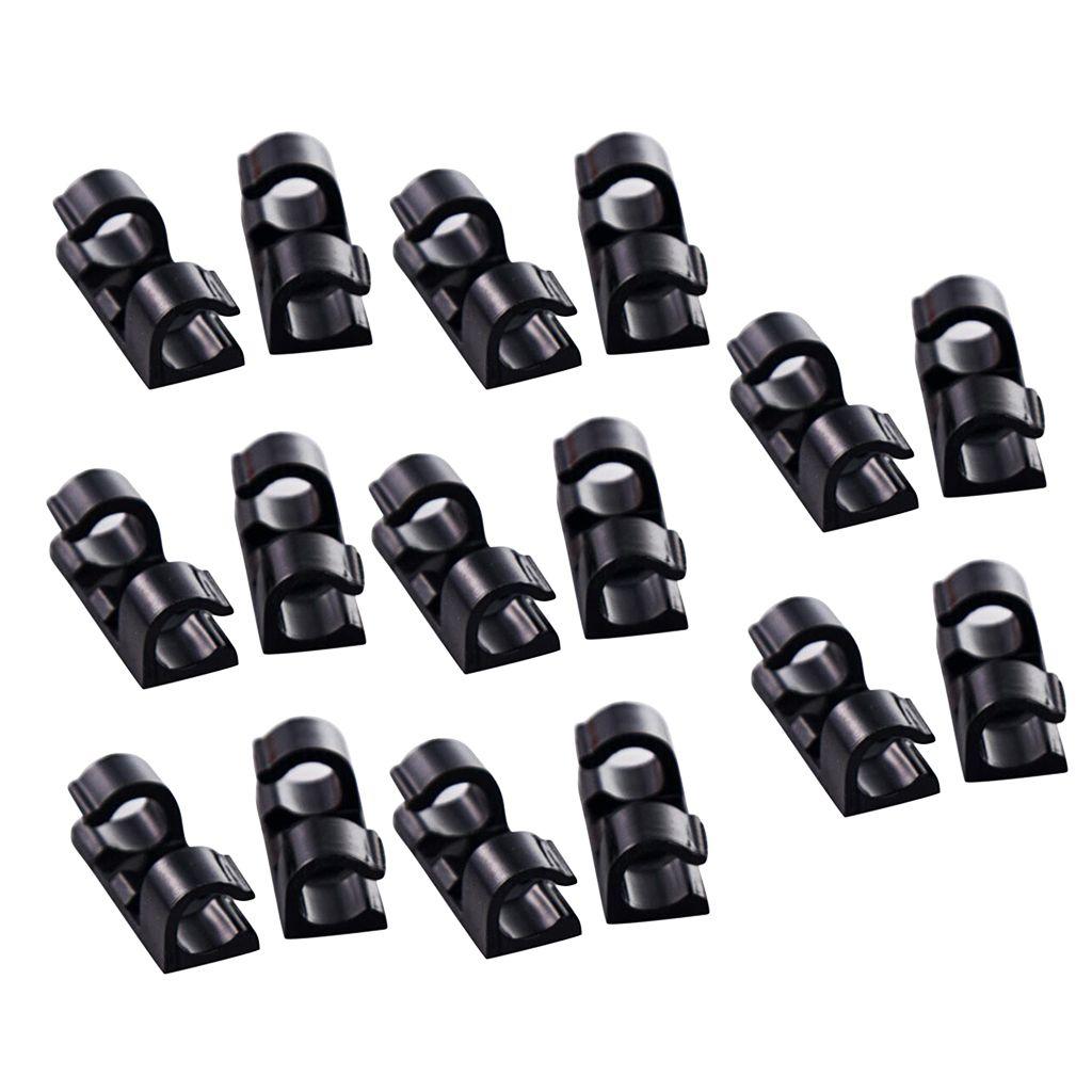 16Pièces Attache-Câbles Autocollants Attache-Câbles en Plastique Rectangle  Clips de Fils pour la Gestion des Fils Serre-Câble noir