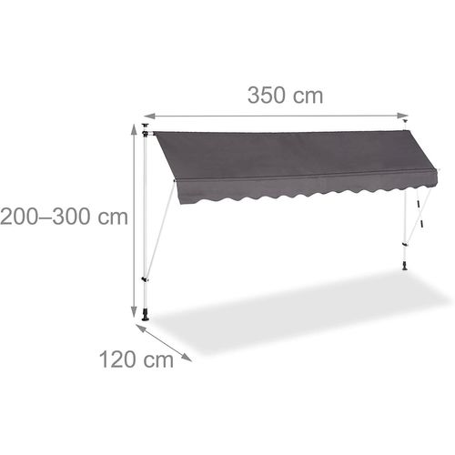 Store Banne Télescopique De Balcon Manivelle Hauteur Réglable Résistant Uv Polyester Acier 350 X 120 Cm Gris Helloshop26 13_0002541_2