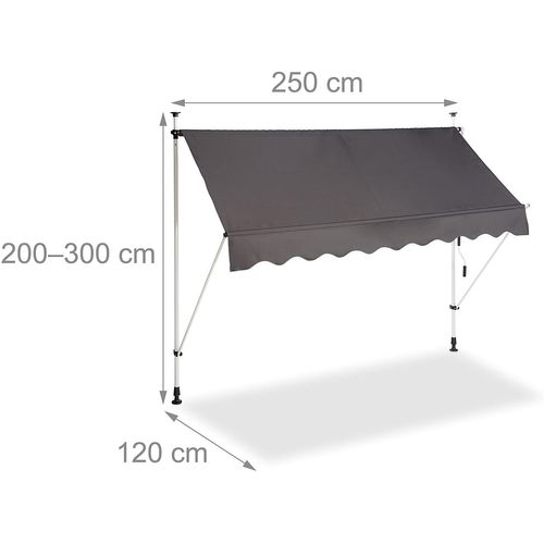 Store Banne Télescopique De Balcon Manivelle Hauteur Réglable Résistant Uv Polyester Acier 250 X 120 Cm Gris Helloshop26 13_0002541_4