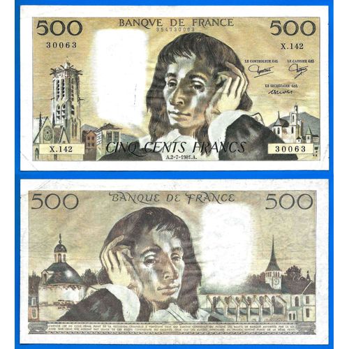 France 500 Francs 1981 Billet Pascal Francs Franc