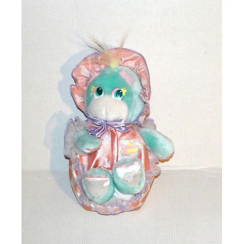 Peluche Tottles Tortue Timmi Mattel Vintage Années 1988 Doudou Tortue Bleu Carapace Satin Rose 22 Cm