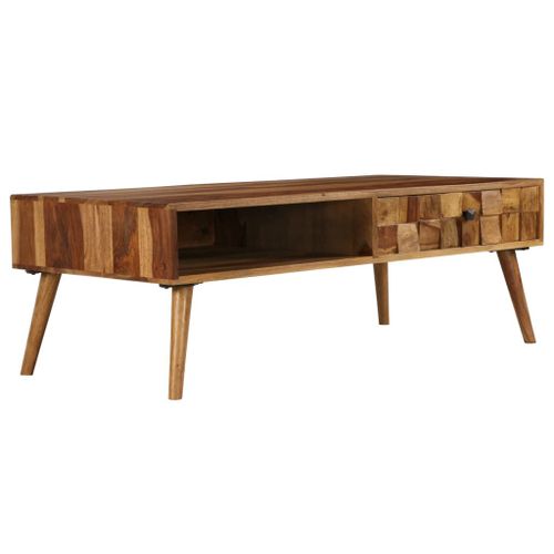 Vidaxl Table Basse Bois Massif Avec Finition Miel 110x50x37 Cm