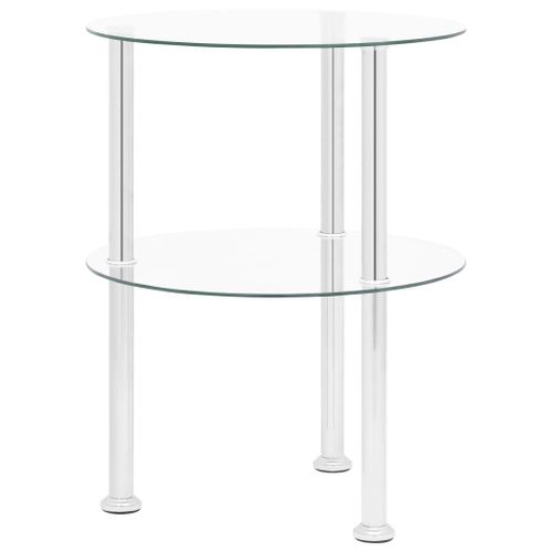 Vidaxl Table D'appoint 2 Niveaux Transparent 38 Cm Verre Trempé
